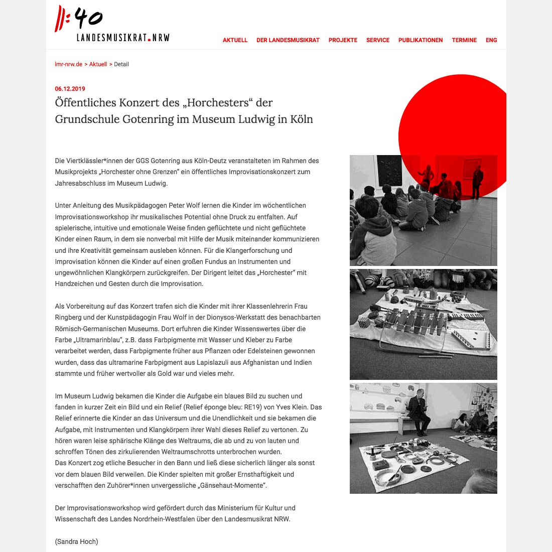 Bericht des Landesmusikrat NRW zum Abschlusskonzert des Horchesters der GGS Gotenring K&ouml;ln am 22.3.2017